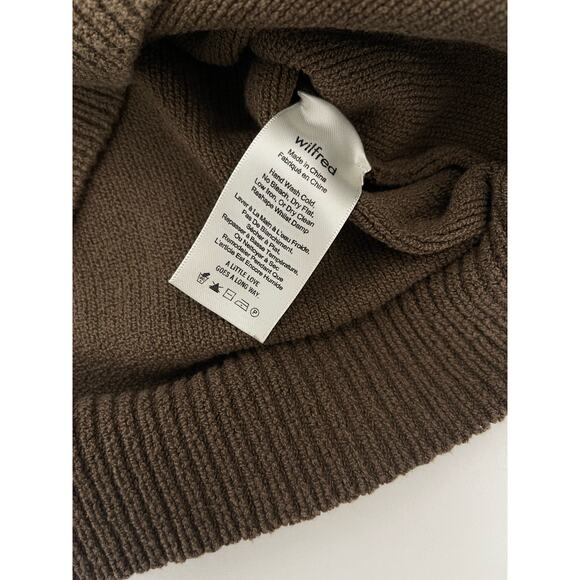 Aritzia Wilfred Chaume Brown Ruffle Yoke Swiss Dot Mock Neck Sweater Size Small - Picture 11 of 15